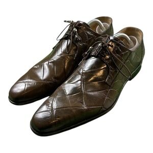 Fennix Chocolate Brown Genuine Alligator Men's Dress Shoe Size 10